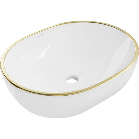 Mexen Viki Aufsatzwaschbecken 48 x 35 cm, weiß/goldener Rand - 21054805