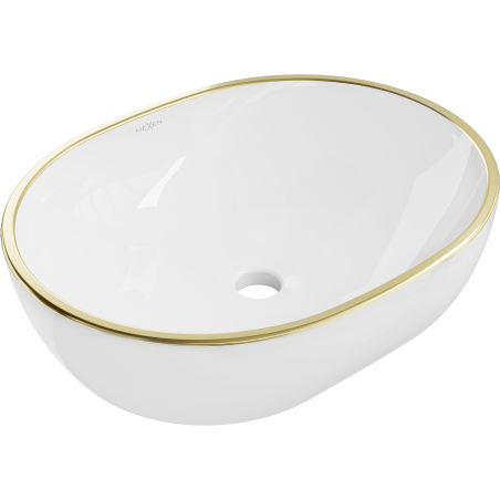 Mexen Viki opzetwastafel 48 x 35 cm, wit/gouden rand - 21054805