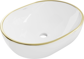 Mexen Viki lavabo sobre encimera 48 x 35 cm, blanco/dorado borde - 21054805