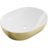 Mexen Viki lavabo de sobreponer 48 x 35 cm, blanco/dorado patrón líneas - 21054817