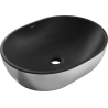 Mexen Viki lavabo sobre encimera 48 x 35 cm, negro mate/diseño de líneas plateadas - 21054873