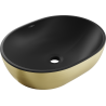 Mexen Viki lavabo sobre encimera 48 x 35 cm, negro mate/diseño dorado líneas - 21054877