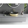 Mexen Viki Auflegewaschbecken 48 x 35 cm, schwarz matt/goldenes Linienmuster - 21054877