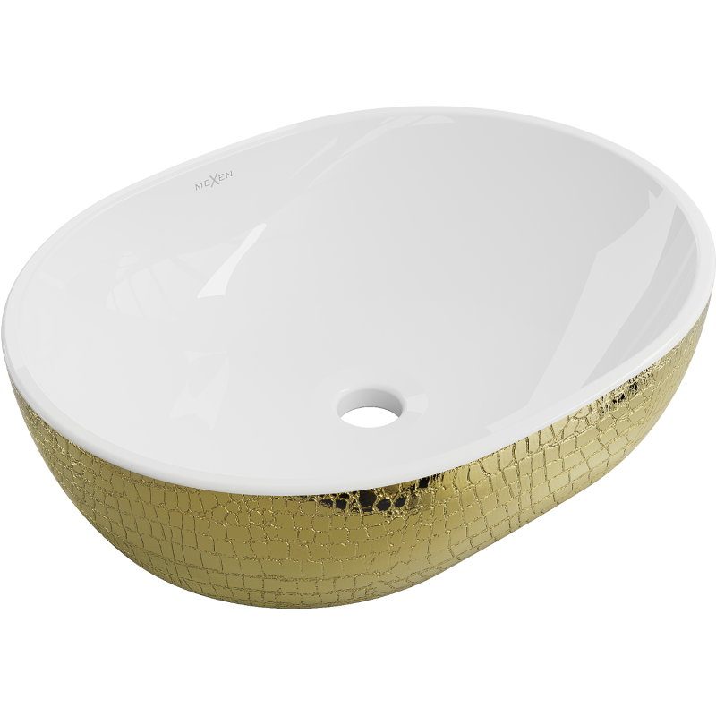 Mexen Viki lavabo à poser 48 x 35 cm, blanc/or motif écailles - 21054808