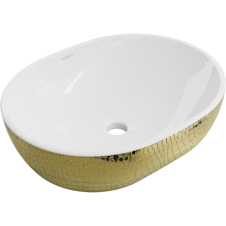 Mexen Viki lavabo à poser 48 x 35 cm, blanc/or motif écailles - 21054808