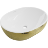 Mexen Viki lavatório de bancada 48 x 35 cm, branco/dourado padrão escama - 21054808