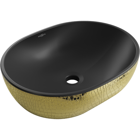 Mexen Viki lavabo à poser 48 x 35 cm, noir mat/motif écailles doré - 21054878