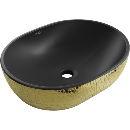 Mexen Viki lavabo à poser 48 x 35 cm, noir mat/motif écailles dorées - 21054878