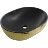 Mexen Viki lavatório de bancada 48 x 35 cm, preto mate/ouro padrão escama - 21054878