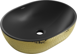Mexen Viki lavabo da appoggio 48 x 35 cm, nero opaco/motivo dorato a scaglie - 21054878
