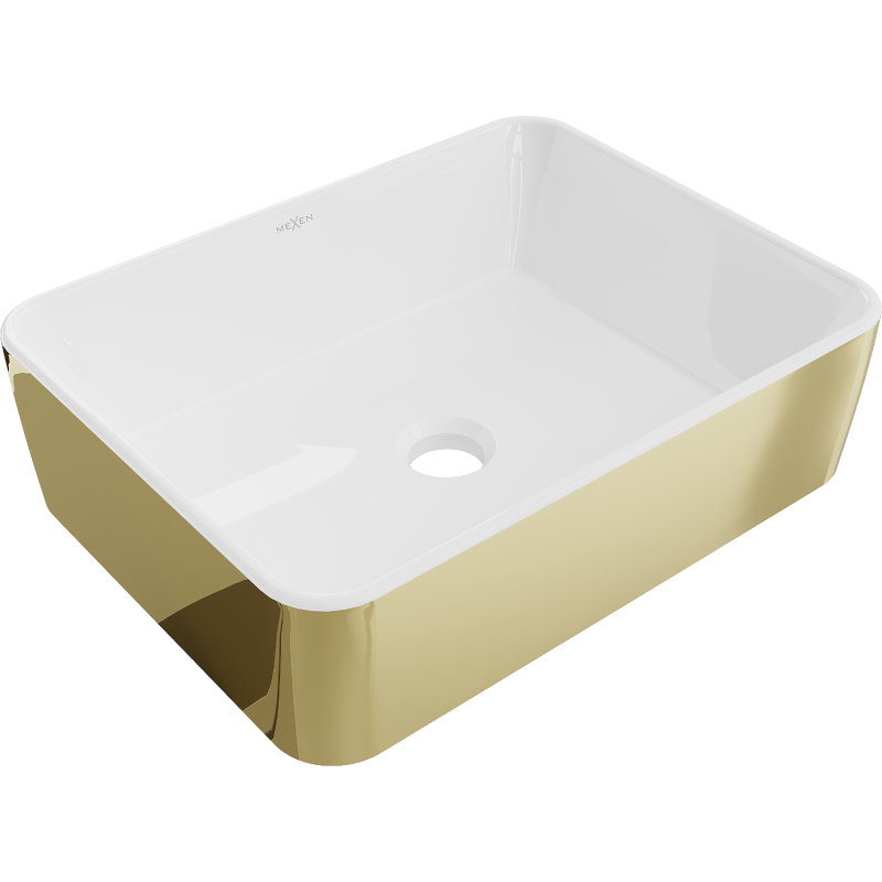 Mexen Catia countertop washbasin 48 x 37 cm, white/gold - 21314806