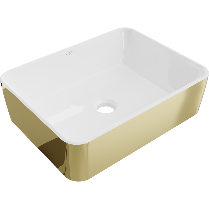Mexen Catia lavabo da appoggio 48 x 37 cm, bianco/oro - 21314806