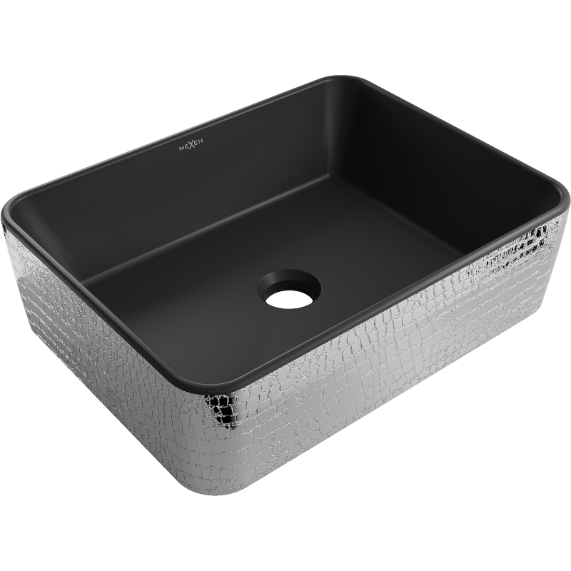 Mexen Catia lavatório de bancada 48 x 37 cm, preto mate/padrão de escamas prata - 21314872