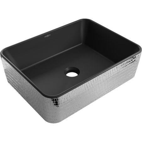 Mexen Catia Aufsatzwaschbecken 48 x 37 cm, Schwarz Matt/Silber Schuppenmuster - 21314872