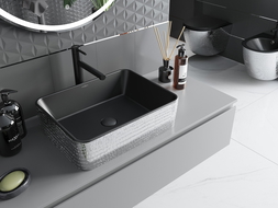Mexen Catia Aufsatzwaschbecken 48 x 37 cm, Schwarz Matt/Silber Schuppenmuster - 21314872