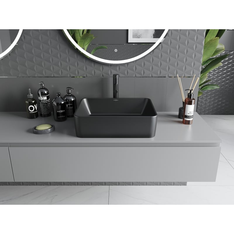 Mexen Catia umywalka nablatowa 48 x 37 cm, czarna mat - 21314885