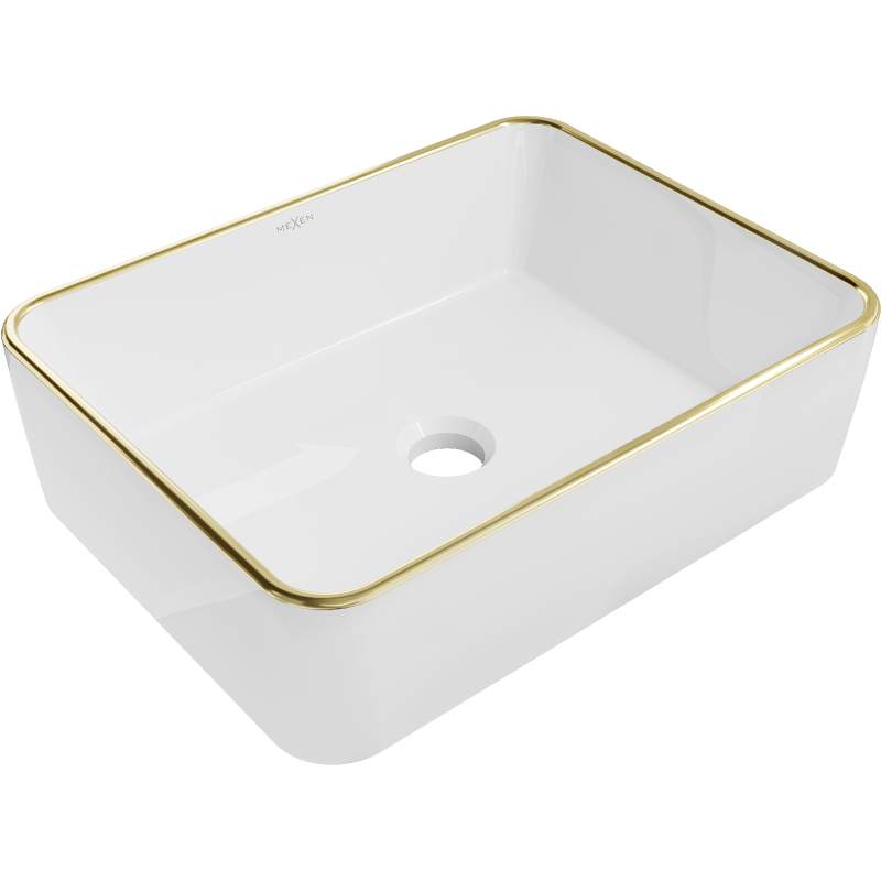 Mexen Catia lavabo à poser 48 x 37 cm, blanc/or bord - 21314805