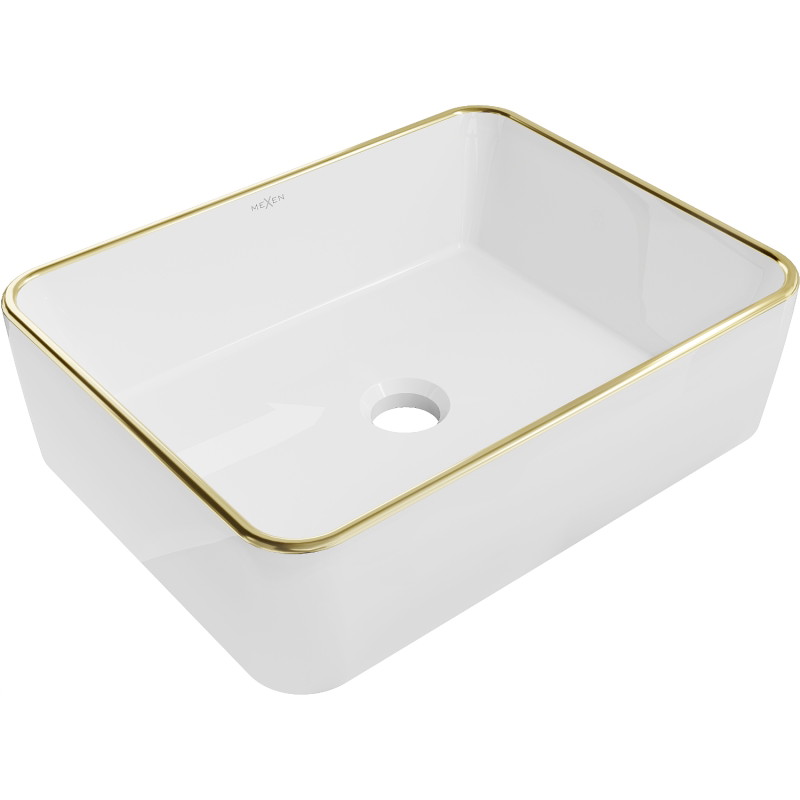 Mexen Catia opbouw wasbak 48 x 37 cm, wit/goud rand - 21314805