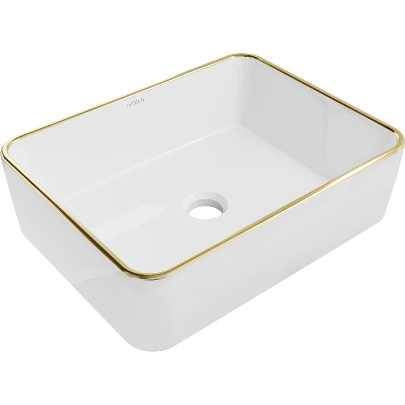 Mexen Catia umywalka nablatowa 48 x 37 cm, biała/złota rant - 21314805