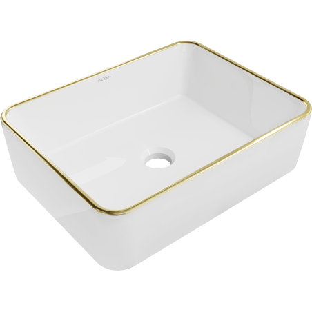 Mexen Catia lavabo à poser 48 x 37 cm, blanc/or bord doré - 21314805