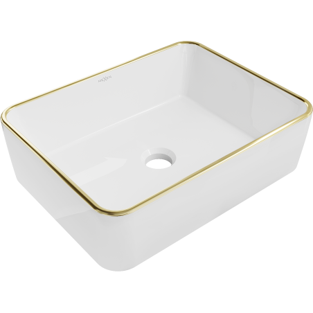 Mexen Catia ovaltvättställ 48 x 37 cm, vit/guld kant - 21314805