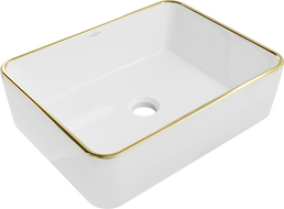 Mexen Catia ovaltvättställ 48 x 37 cm, vit/guld kant - 21314805