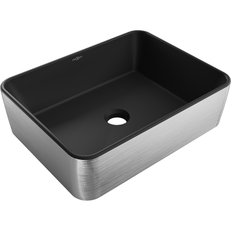 Mexen Catia countertop sink 48 x 37 cm, black matte/silver line pattern - 21314873