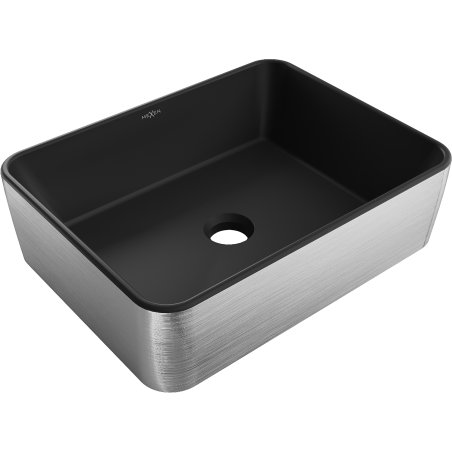 Mexen Catia lavabo de encimera 48 x 37 cm, negro mate/patrón de líneas plateadas - 21314873