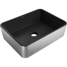 Mexen Catia tason päälle asennettava pesuallas 48 x 37 cm, musta matta/hopeinen viivakuvio - 21314873
