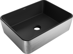Mexen Catia lavabo da appoggio 48 x 37 cm, nero opaco/motivo linee argento - 21314873