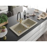 Mexen Mario fregadero de granito de 2 compartimentos con grifo de cocina Duo, beige - 6504-69-671701-57-G