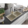 Mexen Mario granite sink 2-bowl with Duo kitchen tap, beige - 6504-69-671701-57-G