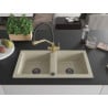 Mexen Mario 2-bowl granite sink with Duo kitchen tap, beige - 6504-69-671701-57-B