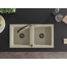 Mexen Mario 2-bowl granite sink with Duo kitchen tap, beige - 6504-69-671701-57-B
