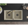 Mexen Mario granit gootsteen met 2 compartimenten met keukenmengkraan Duo, beige - 6504-69-671701-57-B