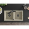 Mexen Mario granit gootsteen 2-kamer met Duo keukenkraan, beige - 6504-69-671701-70-B
