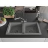 Mexen Mario 2-bowl granite kitchen sink with Duo tap, grey - 6504-71-671701-07-B