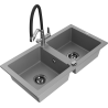 Mexen Mario 2-bowl granite kitchen sink with Duo tap, grey - 6504-71-671701-07-B
