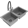 Mexen Mario fregadero de granito de 2 senos con grifo de cocina Duo, gris - 6504-71-671701-07-B