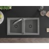 Mexen Mario 2-bowl granite kitchen sink with Duo tap, grey - 6504-71-671701-07-B