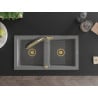 Mexen Mario granite kitchen sink 2-chamber with kitchen tap Duo, grey - 6504-71-671701-57-G