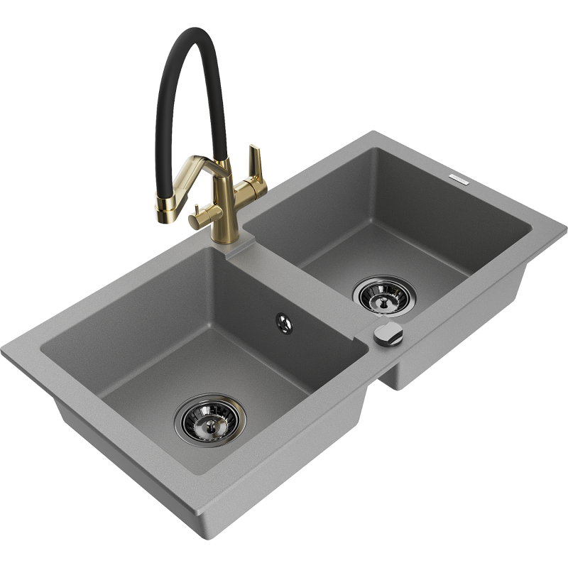 Mexen Mario gréngs Granitzink mat 2-Komore mat Duo Kichenkran, gro - 6504-71-671701-57-B