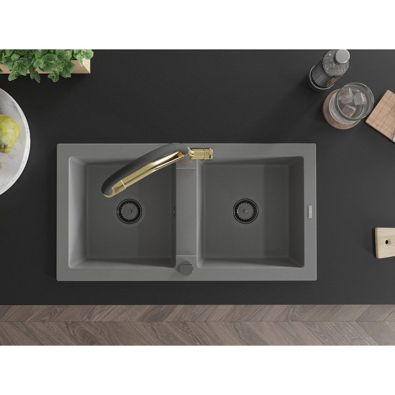 Mexen Mario gréngs Granitzink mat 2-Komore mat Duo Kichenkran, gro - 6504-71-671701-57-B