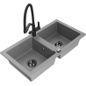Mexen Mario fregadero de granito de 2 senos con grifo de cocina Duo, gris - 6504-71-671701-70-B