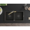 Mexen Mario lavello in granito a 2 vasche con miscelatore da cucina Duo, nero/oro metallizzato - 6504-75-671701-57-B