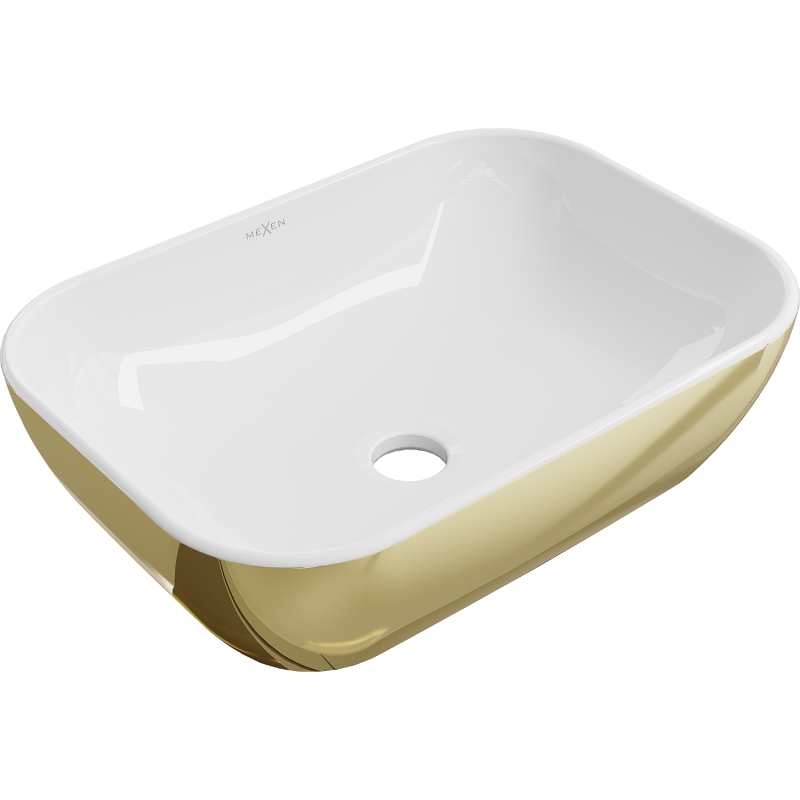 Mexen Rita lavabo à poser 45 x 32 cm, blanc/doré - 21084506