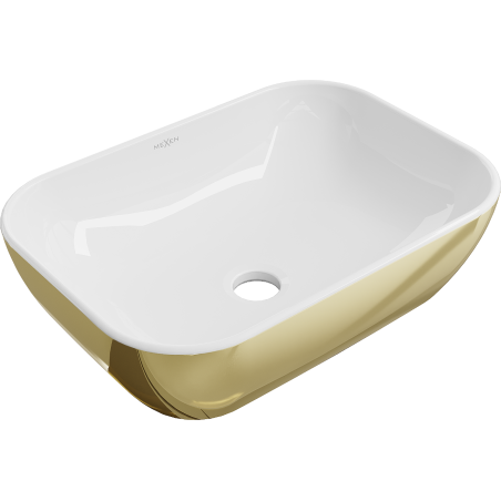 Mexen Rita lavabo à poser 45 x 32 cm, blanc/doré - 21084506