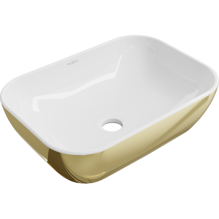 Mexen Rita lavatório de bancada 45 x 32 cm, branco/dourado - 21084506