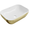 Mexen Rita lavatório de bancada 45 x 32 cm, branco/dourado - 21084506