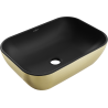 Mexen Rita lavabo da appoggio 45 x 32 cm, nero opaco/oro motivo linee - 21084577